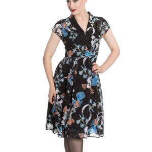 New Unworn X-Small Hell Bunny 40s Retro Vintage Insp Starry Night Dress Modcloth